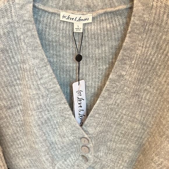 For Love and Lemons Grey Cardigan Cropped Sweater NWT - Picture 8 of 13